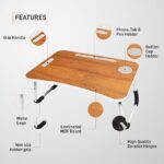 Foldable study table for bed with cup holder