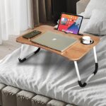 foldable laptop table with drawer and cup holder